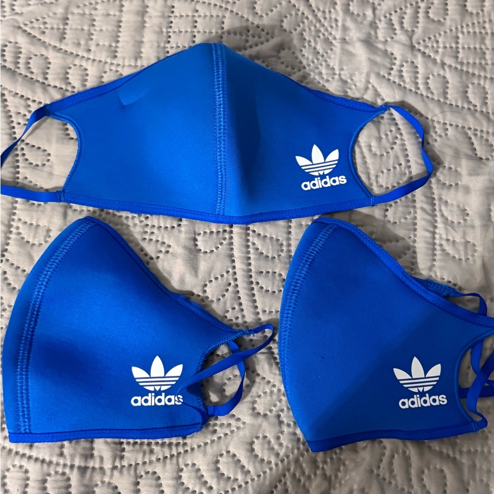 3 Adidas Royal Blue Face Masks with Logo